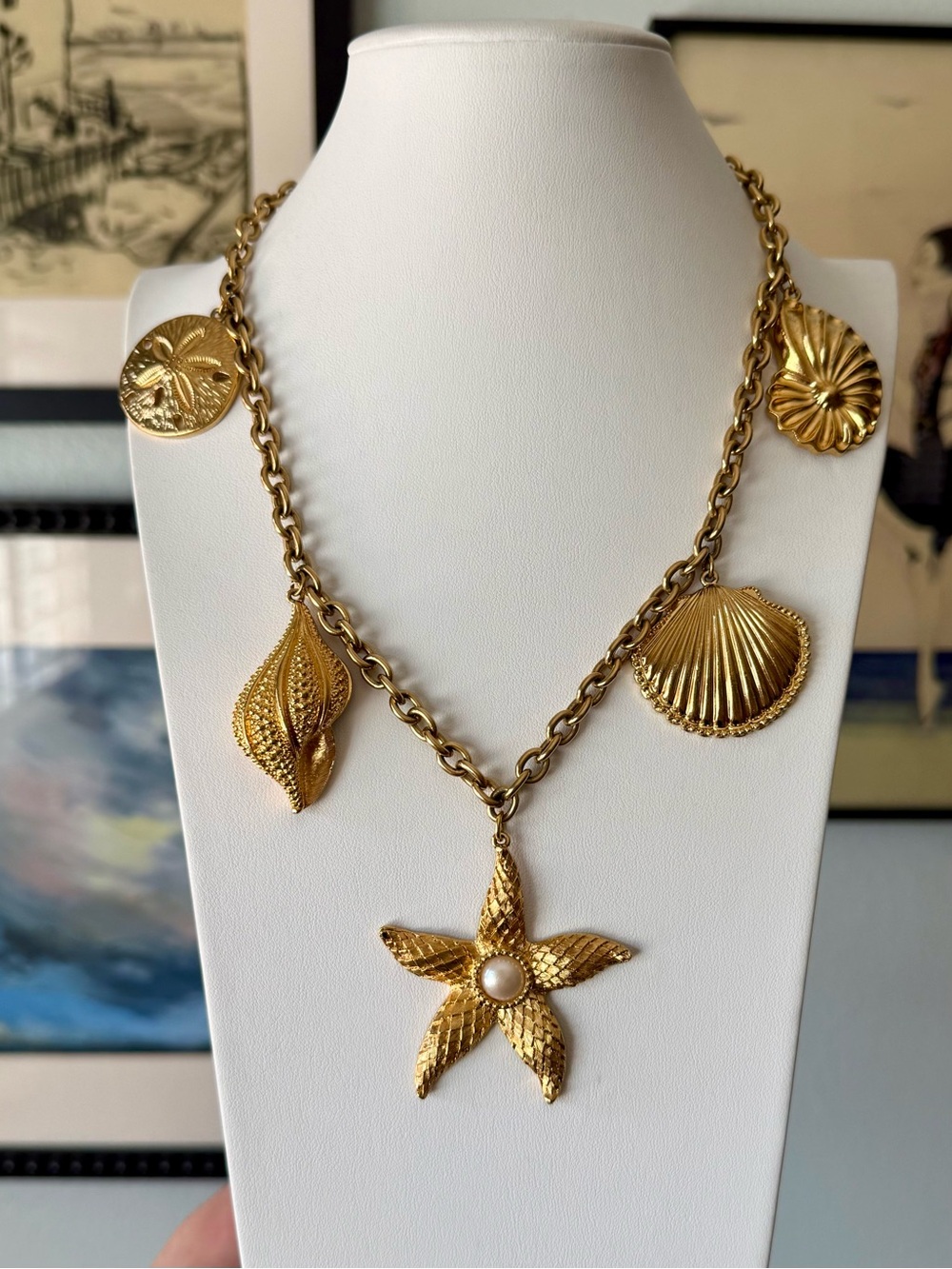 Vintage KJL Kenneth Jay Lane for Avon Royal Sea Collection Necklace Goldtone